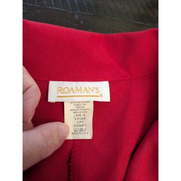 Roamans Womens Blazer Size 16 Red Double Breasted Career Vtg 90s Classic - Picture 6 of 9